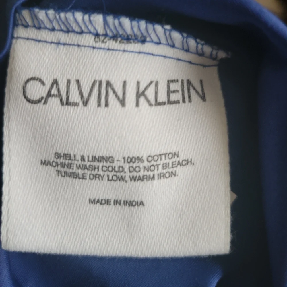 NWOT CALVIN KLEIN Blue and Black 100% COTTON DUVET COVER PILLOWCASE SET-QUEEN